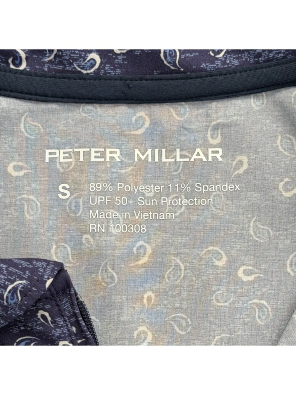 Peter Millar Womens Size S Sleeveless Dress Navy Paisley 1/4 Zip Collared UPF 50 - Picture 4 of 7